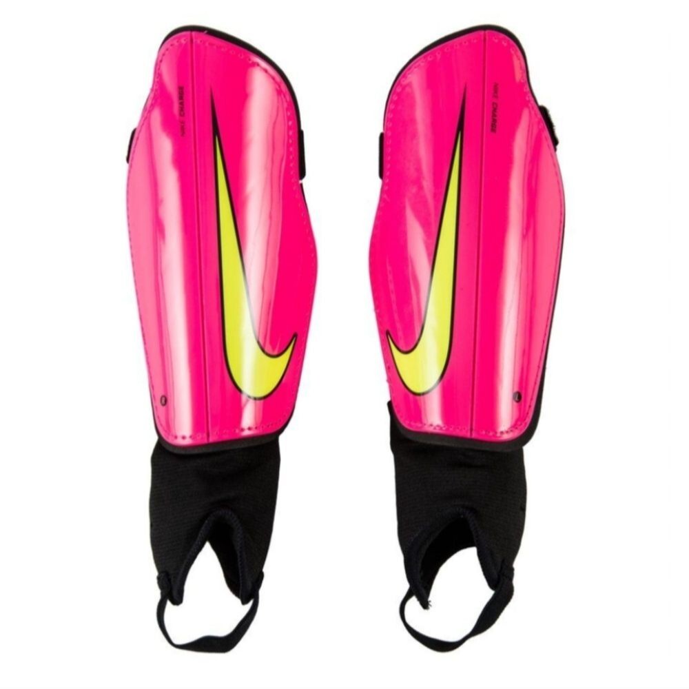 EUC Nike Youth Soccer Shin Pads Charge 2.0 Motion Blur Hyper Pink/Black/Volt, S